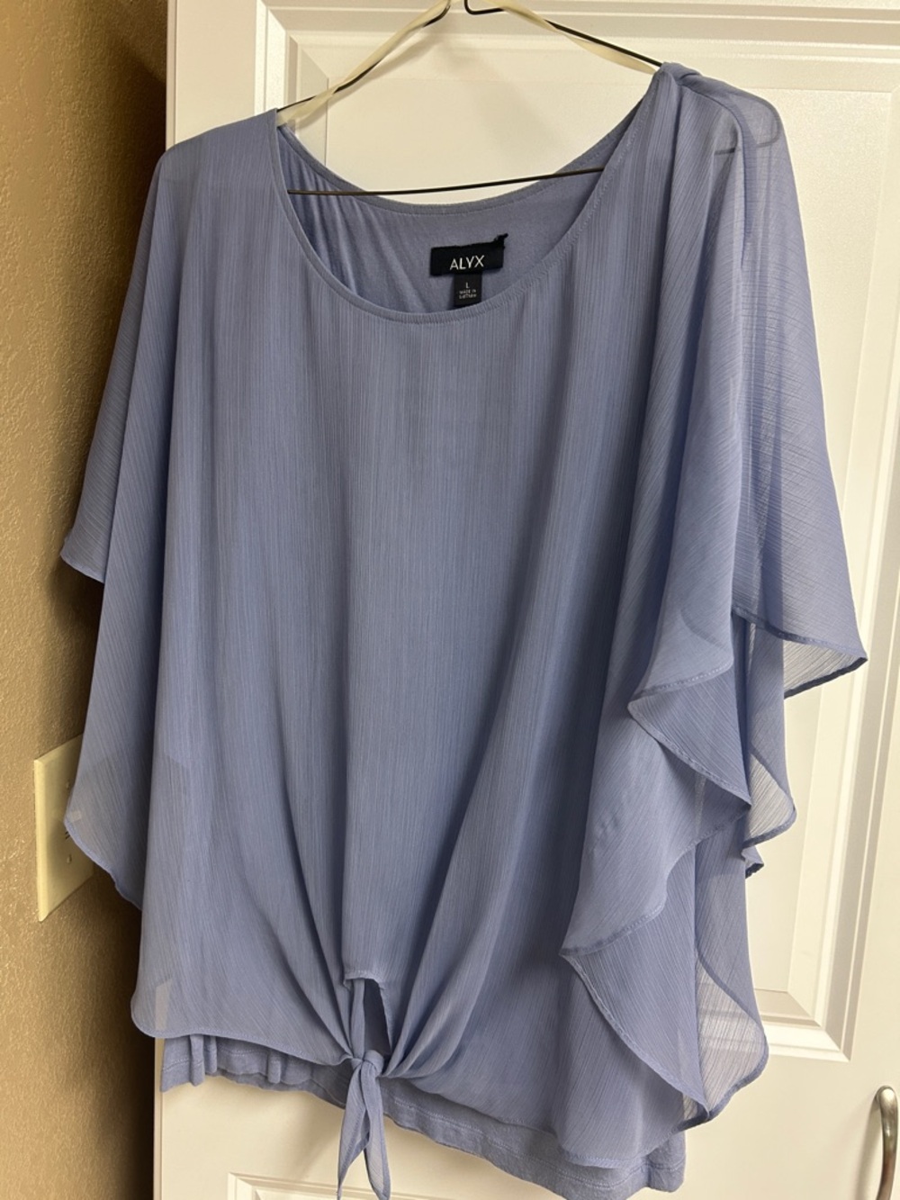 ALYX Light Lavender Tie-Front Ruffle Blouse